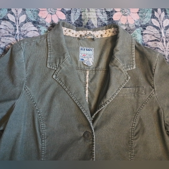 Vintage Old Navy Womens Corduroy Blazer XXL Y2K Green Forest Academia - Picture 2 of 9